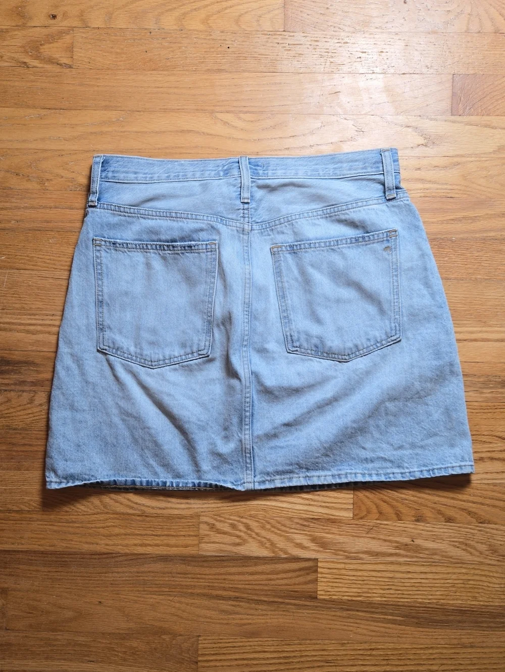 Madewell rigid denim high-waist straight A-line mini skirt, Fitzgerald wash